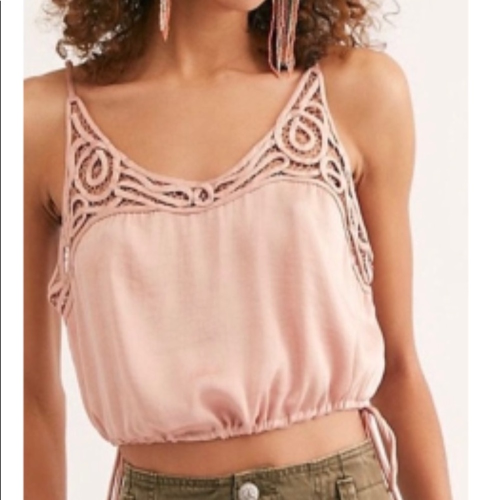 NWT Free People petal pink blouson brami cami soft silk feel spaghetti strap XSS